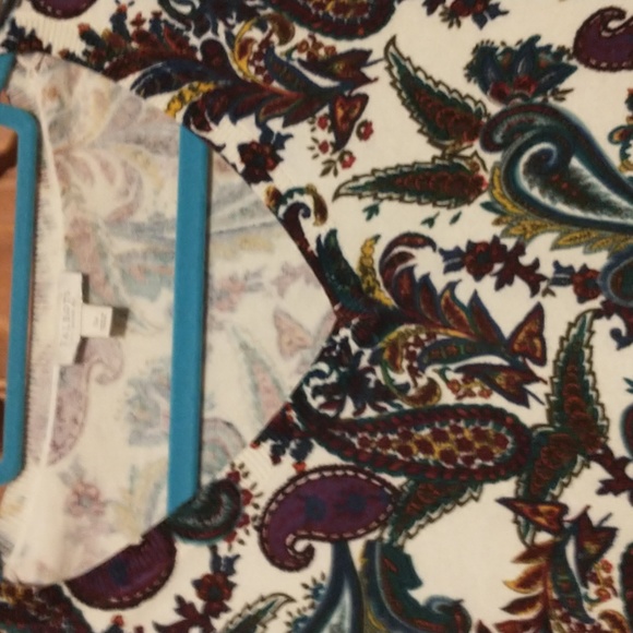 Talbots woman's size SP pullover cotton paisley v-neck knit top - Picture 7 of 10